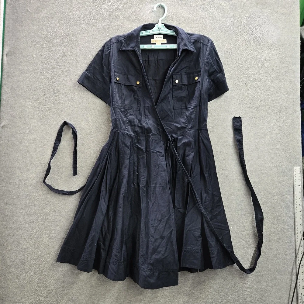 Michael Kors Women Dress 12 Blue Warp Around Fit & Flare‎